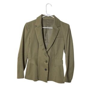 Olive Green Womens Blazer Jacket Double-Button Front Made In Portugal Size 4